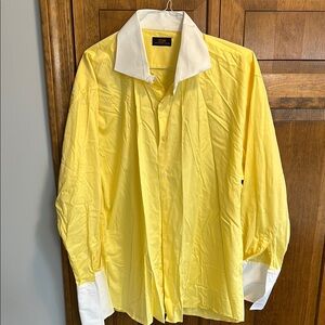 Yellow Button-Up Shirt with White Collar